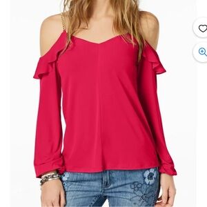 Michael Kors Womens Chain Link Cold Shoulder Top